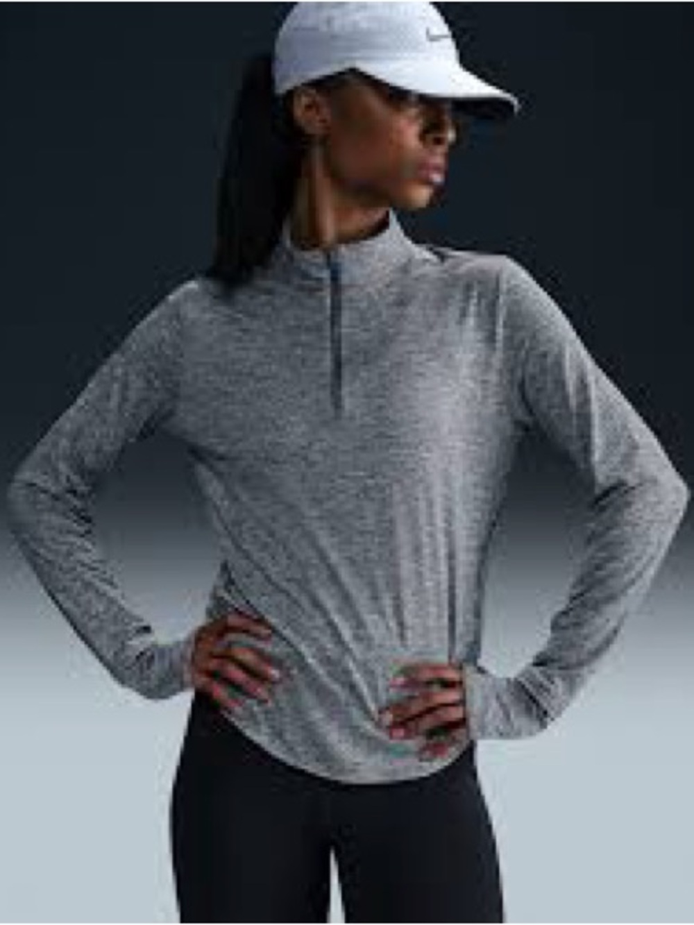 Nike small running 1/4 zip pullover soft dri fit grey stretch women’s athletic